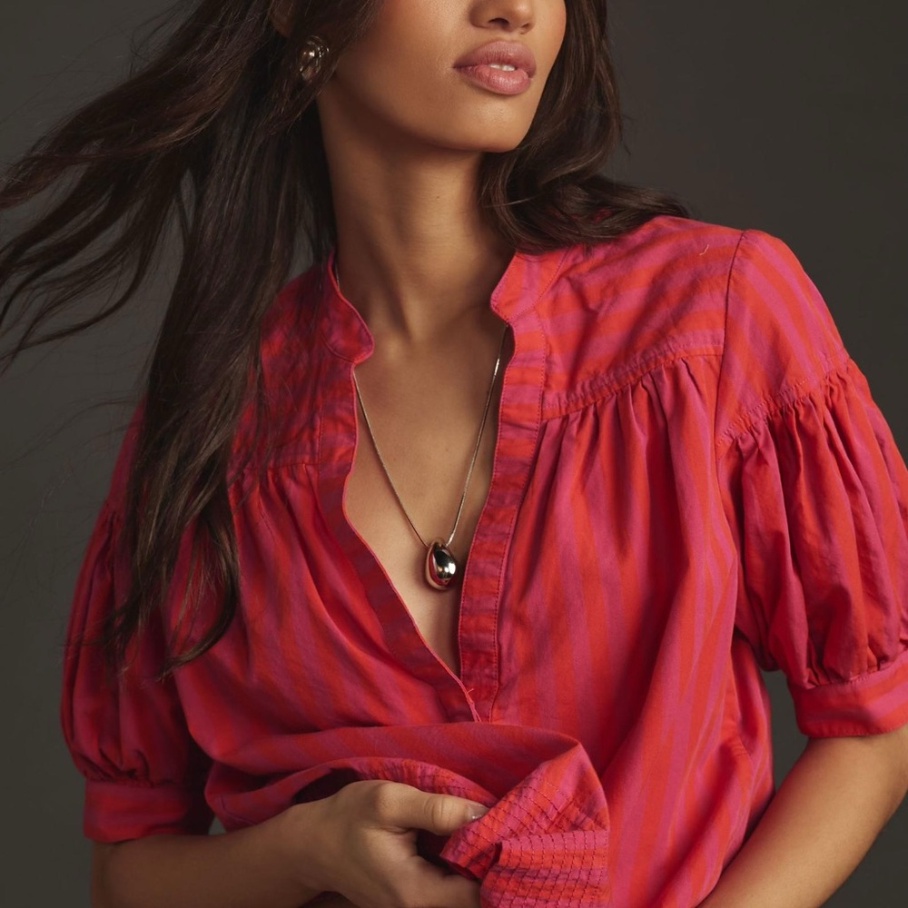The Darcey popover swing top Anthropology size Medium red motif